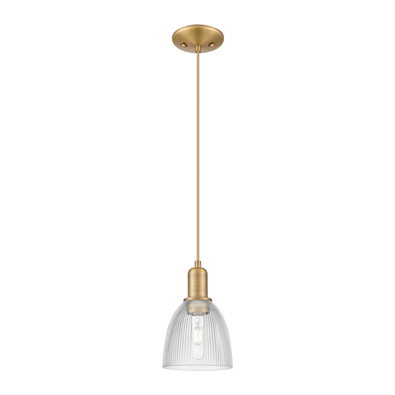 Innovations Castile 6in 1-Light Mini Pendant | Industrial Brushed Brass and Clear Glass | Kitchen Island & Dining Room | 6 x 6 x | Model 716-1P-BB-G382