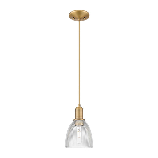 Innovations Castile 6in 1-Light Mini Pendant | Industrial Brushed Brass and Clear Glass | Kitchen Island & Dining Room | 6 x 6 x | Model 716-1P-BB-G382