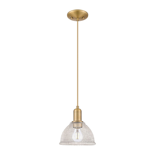 Innovations Arietta 8in 1-Light Mini Pendant | Industrial Brushed Brass Steel and Clear Glass | Kitchen Island & Dining Room | 8 x | Model 716-1P-BB-G422