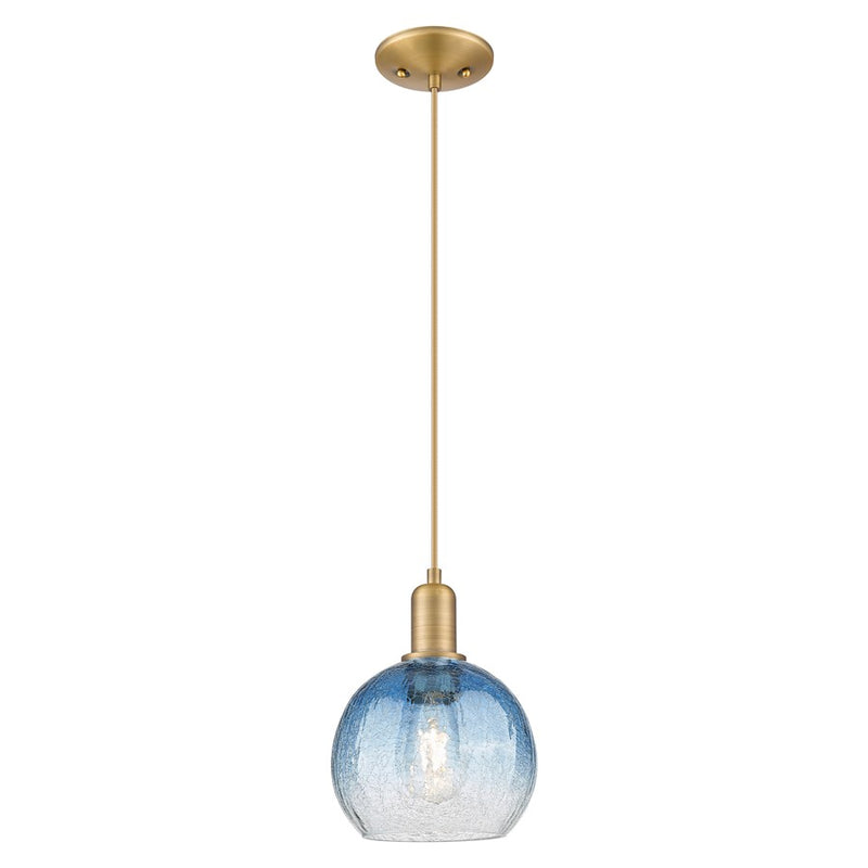 Innovations Brookhaven Globe 8" Cord Mini Pendant, BB/Blue - 716-1P-BB-G483-8SB