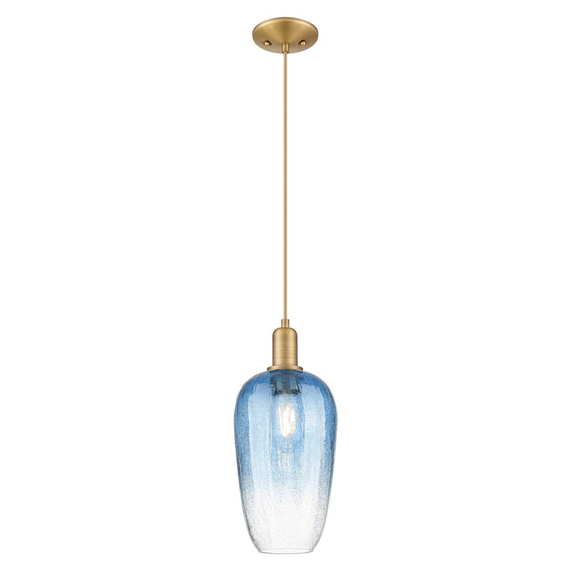Innovations Brookhaven Flute 7" Cord Mini Pendant, BB/Blue - 716-1P-BB-G484-7SB