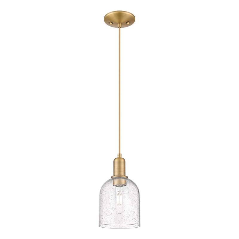 Innovations Bella 6in 1-Light Mini Pendant | Industrial Brushed Brass Steel and Seedy Glass | Kitchen Island & Dining Room | Model 716-1P-BB-G558-6SDY