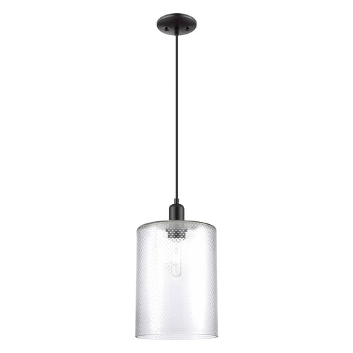 Innovations Cobbleskill 9in 1-Light Mini Pendant | Industrial Matte Black Steel and Clear Glass | Kitchen Island & Dining Room | Model 716-1P-BK-G112-L