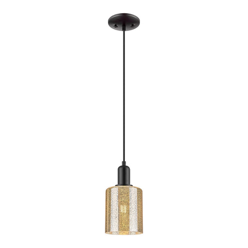 Innovations Cobbleskill 5in 1-Light Mini Pendant | Industrial Matte Black Steel and Mercury Glass | Kitchen Island & Dining Room | Model 716-1P-BK-G116