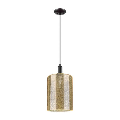 Innovations Cobbleskill 9in 1-Light Mini Pendant | Industrial Matte Black Steel and Mercury Glass | Kitchen Island & Dining Room | Model 716-1P-BK-G116-L