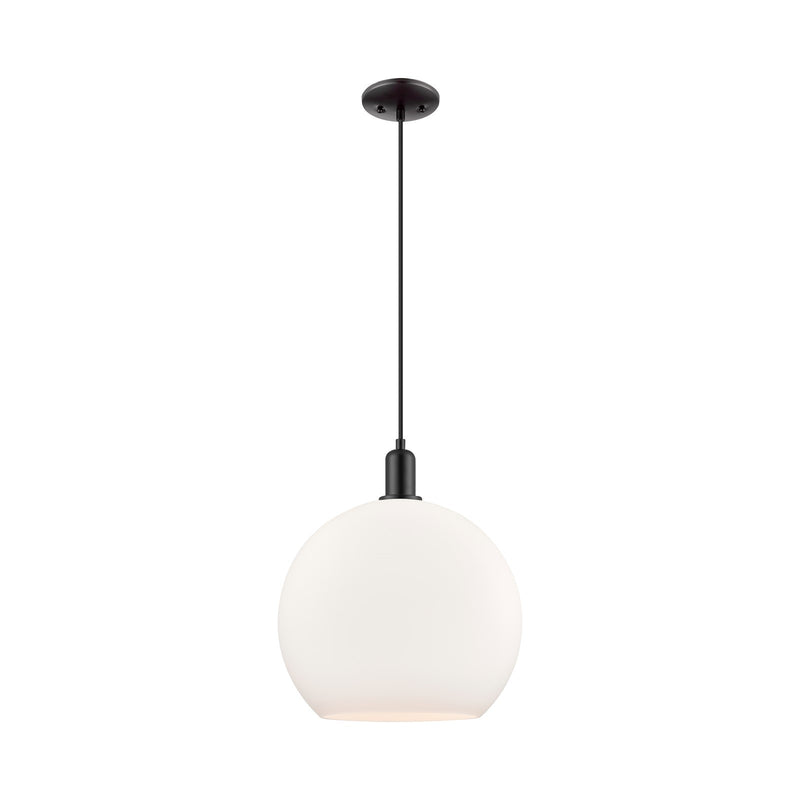 Innovations Athens 14in 1-Light Mini Pendant | Industrial Matte Black Steel and Matte White Glass | Kitchen Island & Dining Room | Model 716-1P-BK-G121-14