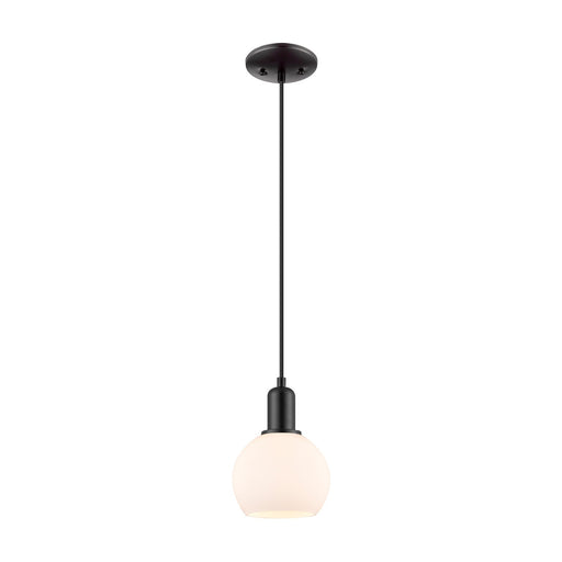 Innovations Athens 6in 1-Light Mini Pendant | Industrial Matte Black Steel and Matte White Glass | Kitchen Island & Dining Room | Model 716-1P-BK-G121-6