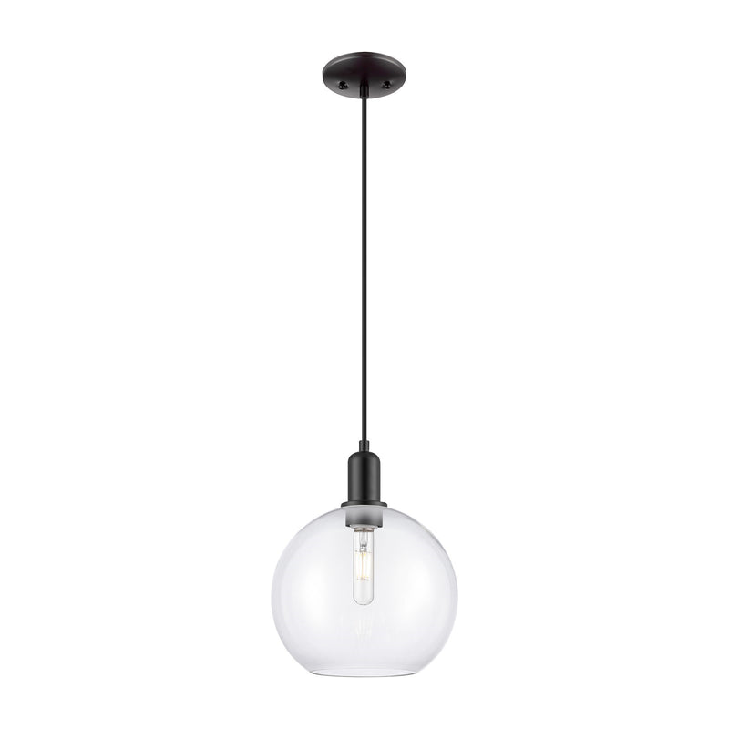 Innovations Athens 10in 1-Light Mini Pendant | Industrial Matte Black Steel and Clear Glass | Kitchen Island & Dining Room | 10 | Model 716-1P-BK-G122-10