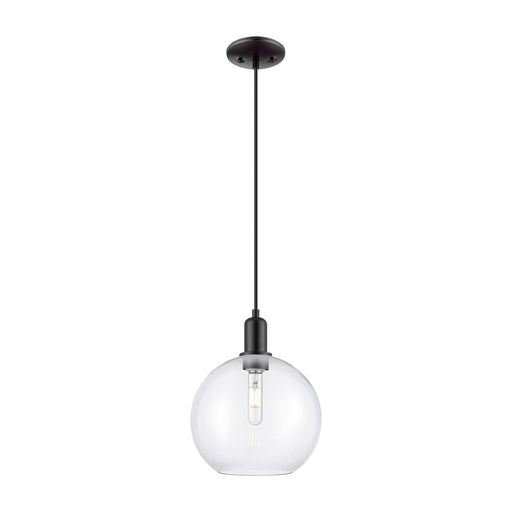 Innovations Athens 10in 1-Light Mini Pendant | Industrial Matte Black Steel and Clear Glass | Kitchen Island & Dining Room | 10 | Model 716-1P-BK-G122-10