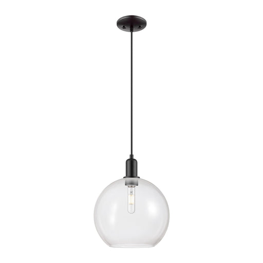 Innovations Athens 12in 1-Light Mini Pendant | Industrial Matte Black Steel and Clear Glass | Kitchen Island & Dining Room | Model 716-1P-BK-G122-12
