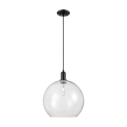 Innovations Athens 14in 1-Light Mini Pendant | Industrial Matte Black Steel and Clear Glass | Kitchen Island & Dining Room | Model 716-1P-BK-G122-14