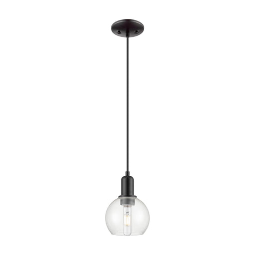 Innovations Athens 6in 1-Light Mini Pendant | Industrial Matte Black Steel and Clear Glass | Kitchen Island & Dining Room | 5.88 | Model 716-1P-BK-G122-6