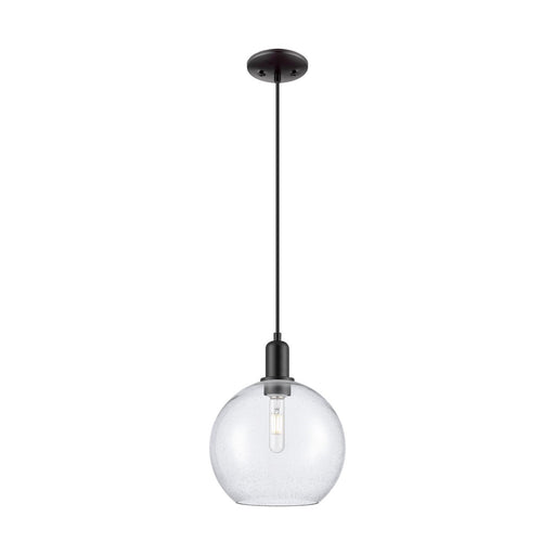 Innovations Athens 10in 1-Light Mini Pendant | Industrial Matte Black Steel and Seedy Glass | Kitchen Island & Dining Room | Model 716-1P-BK-G124-10