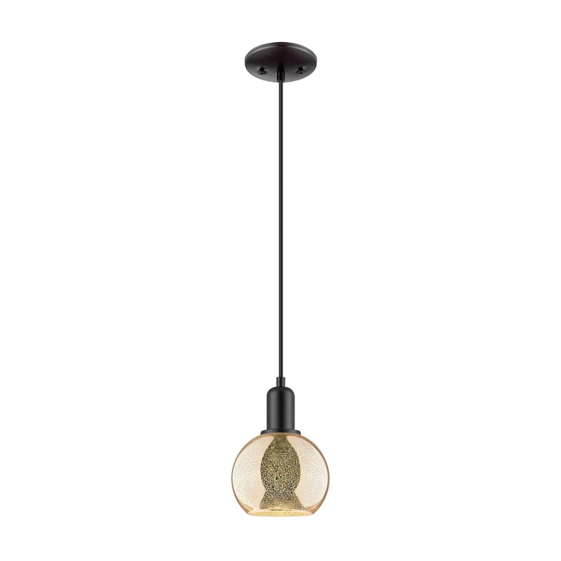 Innovations Athens 8in 1-Light Mini Pendant | Industrial Matte Black Steel and Seedy Glass | Kitchen Island & Dining Room | 8 x 8 | Model 716-1P-BK-G124-8