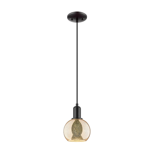 Innovations Athens 8in 1-Light Mini Pendant | Industrial Matte Black Steel and Seedy Glass | Kitchen Island & Dining Room | 8 x 8 | Model 716-1P-BK-G124-8