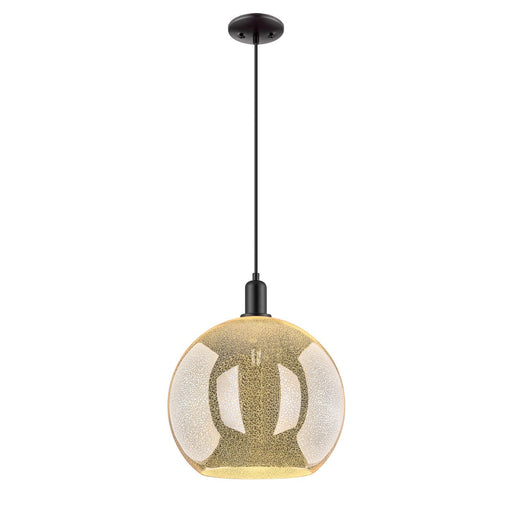 Innovations Athens 14in 1-Light Mini Pendant | Industrial Matte Black Steel and Mercury Glass | Kitchen Island & Dining Room | Model 716-1P-BK-G128-14