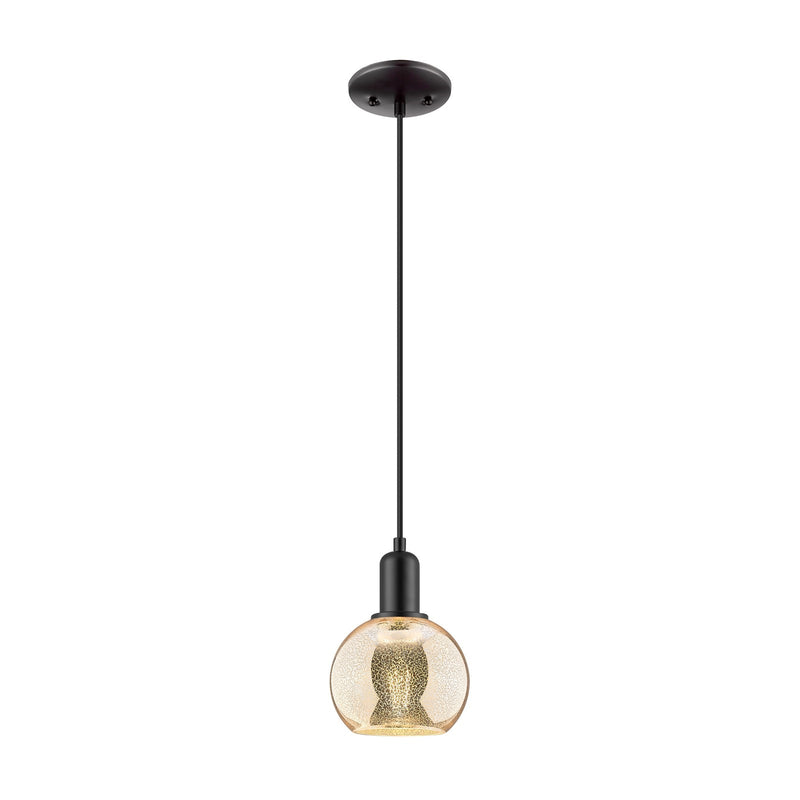 Innovations Athens 6in 1-Light Mini Pendant | Industrial Matte Black Steel and Mercury Glass | Kitchen Island | 5.88 x 5.88 x 8.7 | Model 716-1P-BK-G128-6
