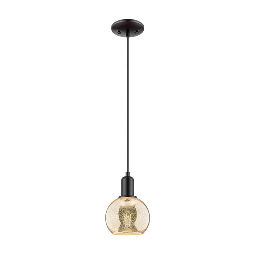 Innovations Athens 6in 1-Light Mini Pendant | Industrial Matte Black Steel and Mercury Glass | Kitchen Island | 5.88 x 5.88 x 8.7 | Model 716-1P-BK-G128-6