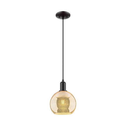 Innovations Athens 8in 1-Light Mini Pendant | Industrial Matte Black Steel and Mercury Glass | Kitchen Island | 8 x 8 x 10.82 in | Model 716-1P-BK-G128-8