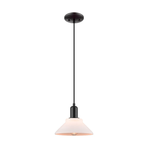 Innovations Orwell 8in 1-Light Mini Pendant | Industrial Matte Black Steel and Matte White Glass | Kitchen Island & Dining Room | Model 716-1P-BK-G131