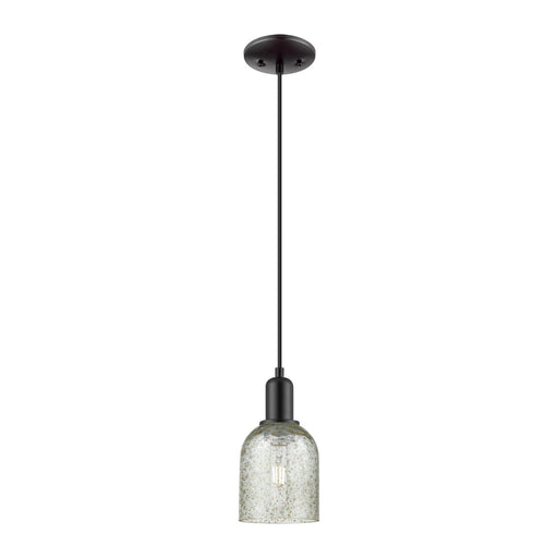 Innovations Caledonia 5in 1-Light Mini Pendant | Industrial Matte Black Steel and Mica Glass | Kitchen Island & Dining Room | Damp | Model 716-1P-BK-G259