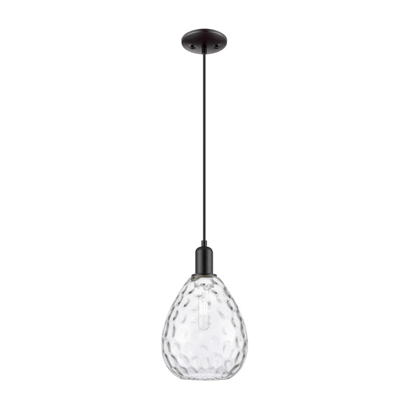 Innovations Waverly 8in 1-Light Mini Pendant | Industrial Matte Black and Clear Glass | Kitchen Island & Dining Room | 15-133 in H | Model 716-1P-BK-G372