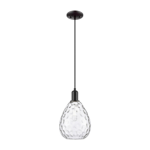 Innovations Waverly 8in 1-Light Mini Pendant | Industrial Matte Black and Clear Glass | Kitchen Island & Dining Room | 15-133 in H | Model 716-1P-BK-G372