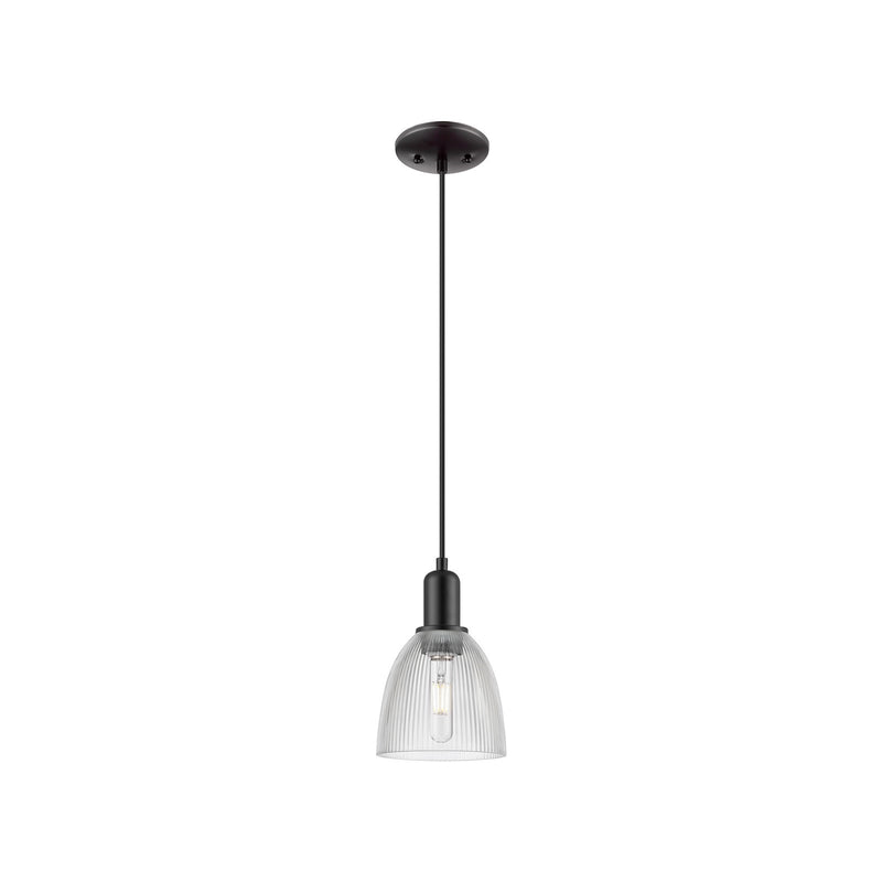 Innovations Castile 6in 1-Light Mini Pendant | Industrial Matte Black Steel and Clear Glass | Kitchen Island & Dining Room | 6 x 6 | Model 716-1P-BK-G382
