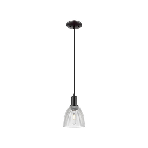 Innovations Castile 6in 1-Light Mini Pendant | Industrial Matte Black Steel and Clear Glass | Kitchen Island & Dining Room | 6 x 6 | Model 716-1P-BK-G382