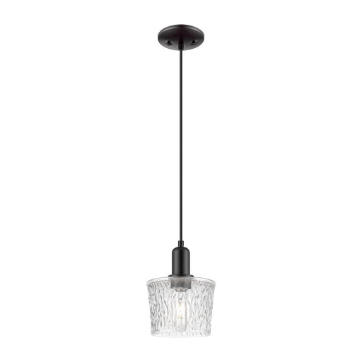 Innovations Niagara 6.5in 1-Light Mini Pendant | Industrial Matte Black Steel and Clear Glass | Kitchen Island & Dining Room | 6.5 | Model 716-1P-BK-G402