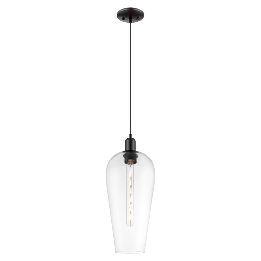 Innovations Chelsea 1Lt 8" Cord Mini Pendant, Black/Clear - 716-1P-BK-G456-8CL