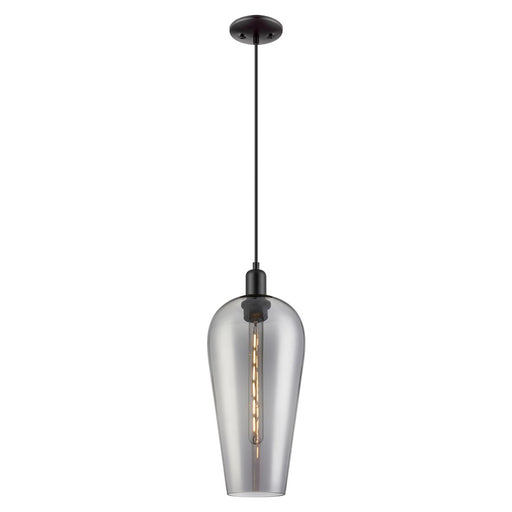 Innovations Chelsea 1Lt 8" Cord Mini Pendant, Black/Smoke - 716-1P-BK-G456-8SM
