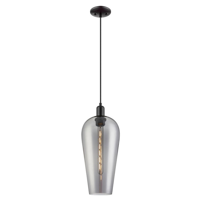 Innovations Chelsea 1Lt 8" Cord Mini Pendant, Black/Smoke - 716-1P-BK-G456-8SM