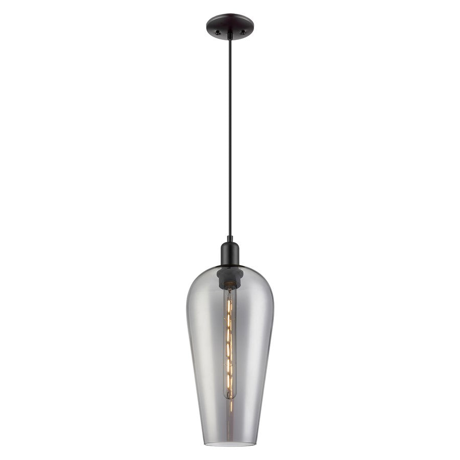 Innovations Chelsea 1Lt 8" Cord Mini Pendant, Black/Smoke - 716-1P-BK-G456-8SM