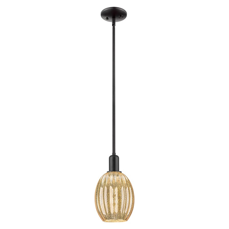 Innovations Preston 6" Bell Cord Mini Pendant, Black/Merc - 716-1P-BK-G459-6ME