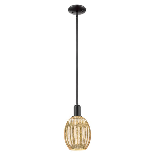 Innovations Preston 6" Bell Cord Mini Pendant, Black/Merc - 716-1P-BK-G459-6ME