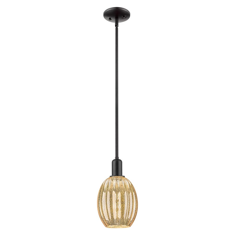Innovations Preston 6" Bell Cord Mini Pendant, Black/Merc - 716-1P-BK-G459-6ME