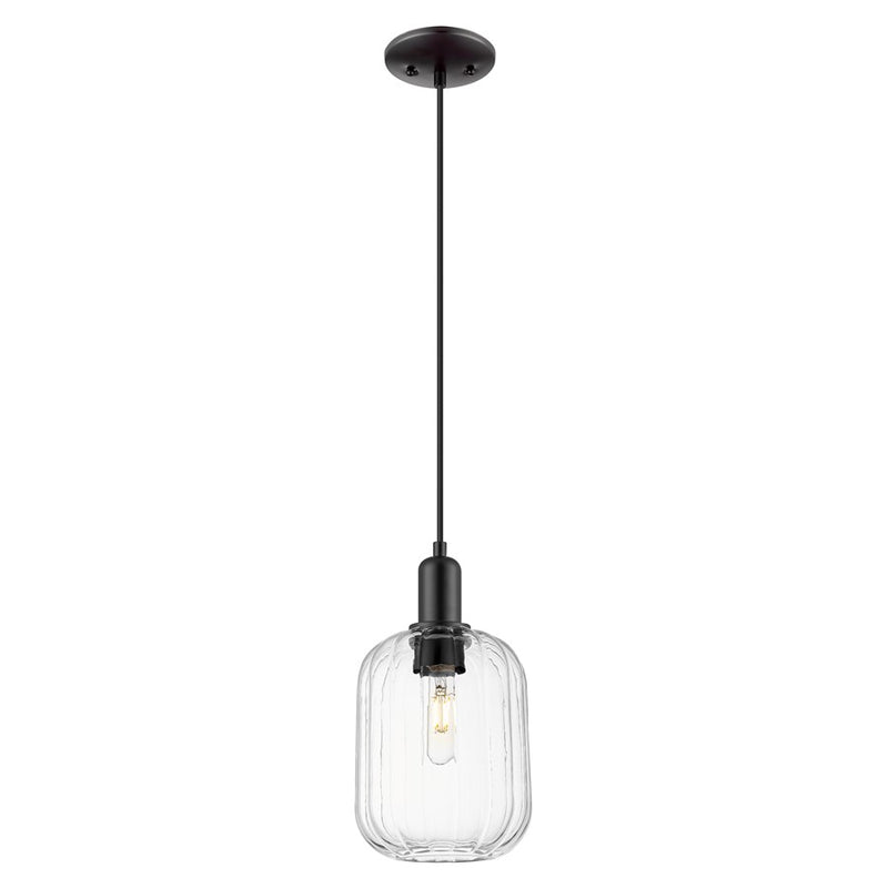 Innovations Preston 7" Jar Cord Mini Pendant, Black/Clear - 716-1P-BK-G460-7CL