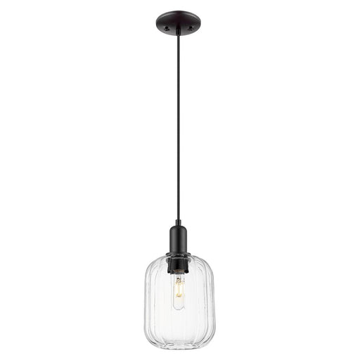 Innovations Preston 7" Jar Cord Mini Pendant, Black/Clear - 716-1P-BK-G460-7CL