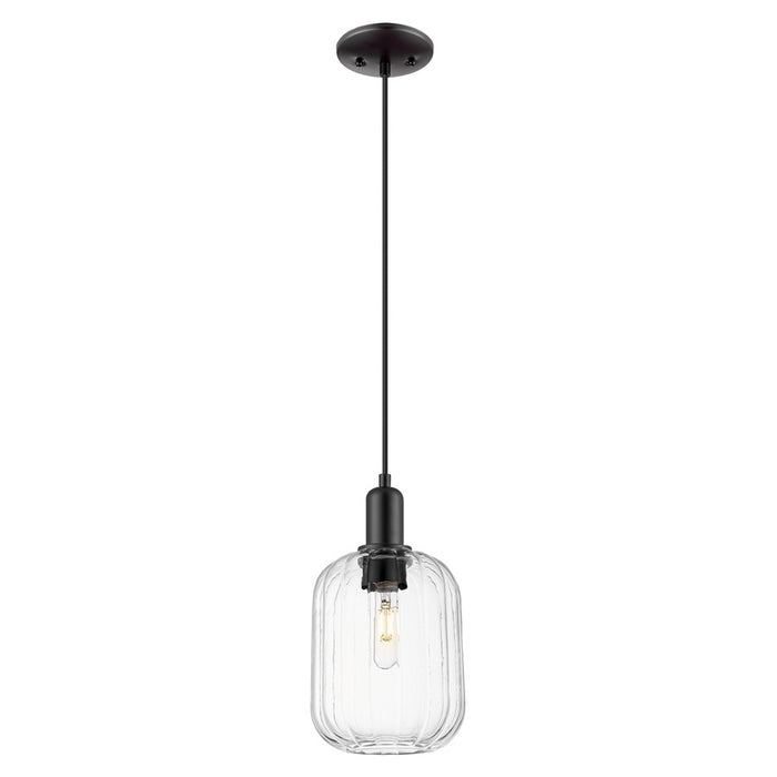 Innovations Preston 7" Jar Cord Mini Pendant, Black/Clear - 716-1P-BK-G460-7CL