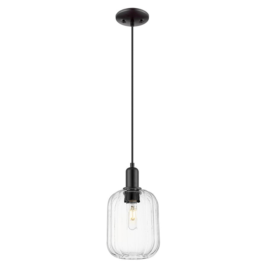 Innovations Preston 7" Jar Cord Mini Pendant, Black/Clear - 716-1P-BK-G460-7CL