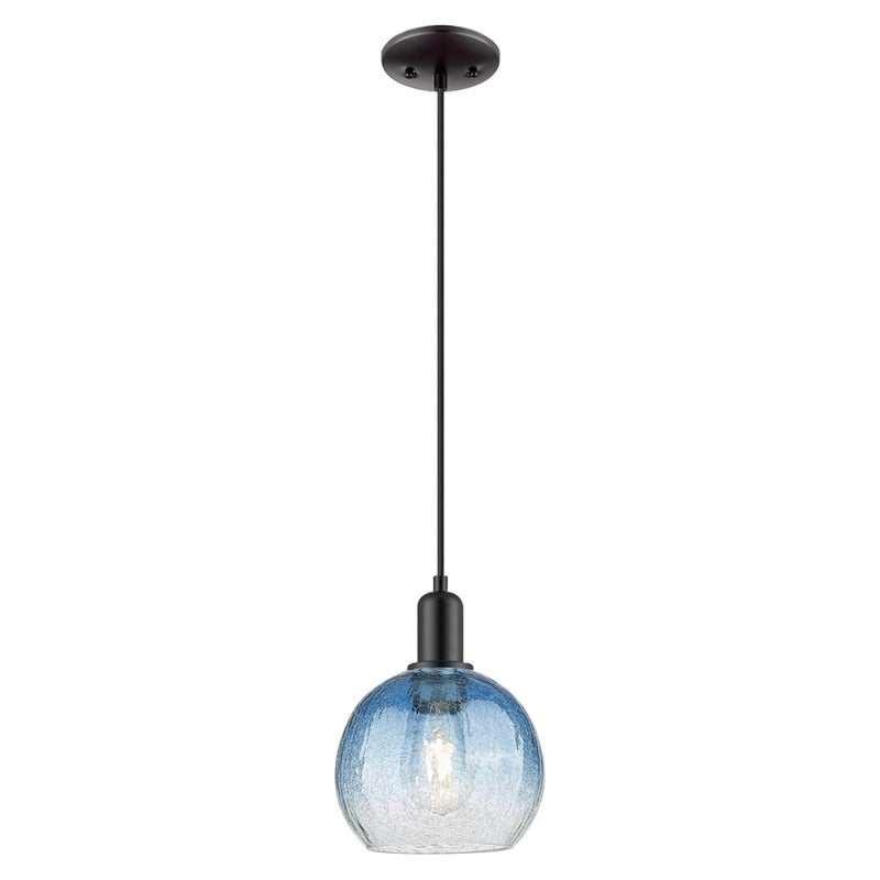 Innovations Brookhaven Globe 8" Cord Mini Pendant, BK/Blue - 716-1P-BK-G483-8SB