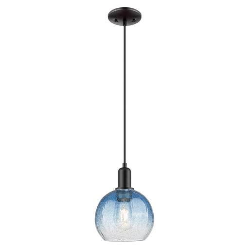 Innovations Brookhaven Globe 8" Cord Mini Pendant, BK/Blue - 716-1P-BK-G483-8SB