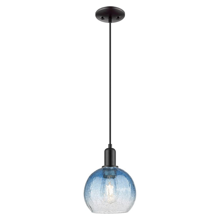 Innovations Brookhaven Globe 8" Cord Mini Pendant, BK/Blue - 716-1P-BK-G483-8SB