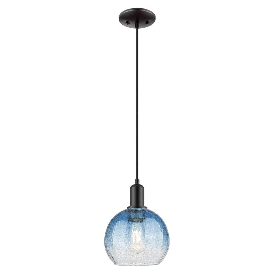 Innovations Brookhaven Globe 8" Cord Mini Pendant, BK/Blue - 716-1P-BK-G483-8SB