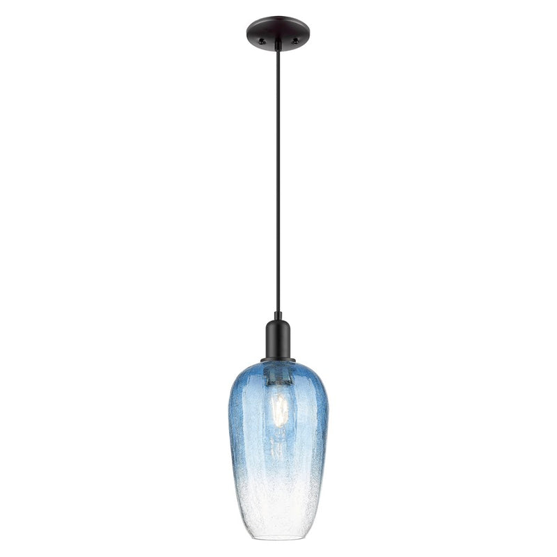 Innovations Brookhaven Flute 7" Cord Mini Pendant, BK/Blue - 716-1P-BK-G484-7SB