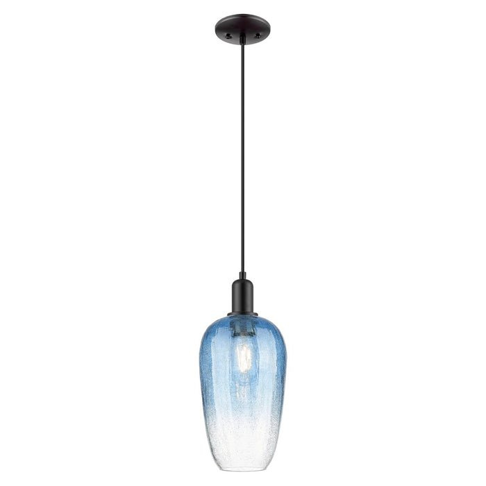 Innovations Brookhaven Flute 7" Cord Mini Pendant, BK/Blue - 716-1P-BK-G484-7SB