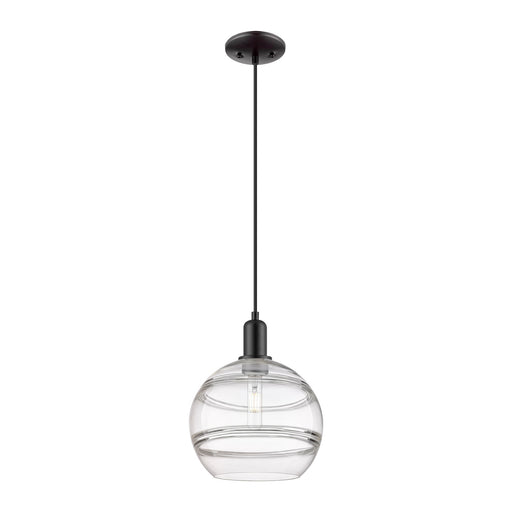 Innovations Rochester 10in 1-Light Mini Pendant | Industrial Matte Black Steel and Clear Glass | Kitchen Island & Dining Room | Model 716-1P-BK-G556-10CL