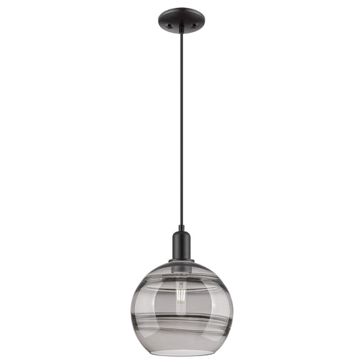 Innovations Rochester 10in 1-Light Mini Pendant | Industrial Matte Black Steel and Light Smoke Glass | Kitchen Island | 10 x | Model 716-1P-BK-G556-10SM