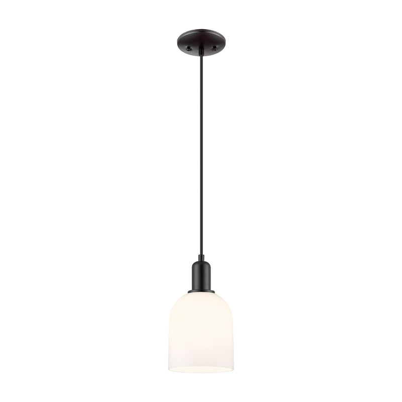 Innovations Bella 1-Light Mini Pendant | Industrial Matte Black Steel and White Glass | Kitchen Island & Dining Room | 5.5 x | Model 716-1P-BK-G558-6GWH